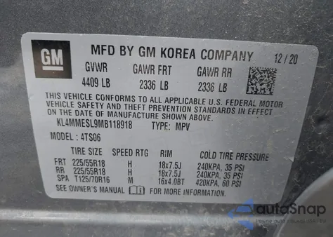 2021 Buick Encore Gx Awd Select from USA, damaged, VIN KL4MMESL9MB118918